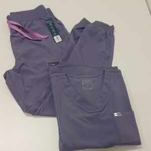 Dusty Purple Scrub Set with One Pocket Top and Jogger Bottoms